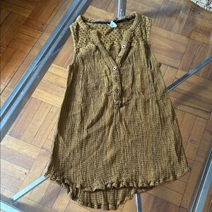 Anthropologie Green Sleeveless Asymmetrical Blouse